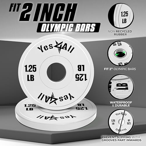 Yes4All Fractional Weight Plates Set for Dumbbell and Olympic Barbell Weightlifting, Set of 4 Plates in 1.25LB, |5LB, an