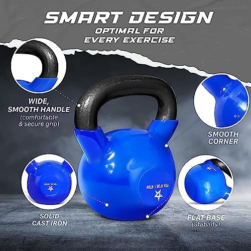 Yes4All 5-100 LB Kettlebells for Home Gym Exercises Fitness Full Body Workout Equipment