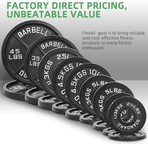 Fitvids 2-Inch Olympic Cast Iron Weight Plate for Strength Training & Weightlifting: Multiple Sizes, Strong & Durable Fi - Image 27