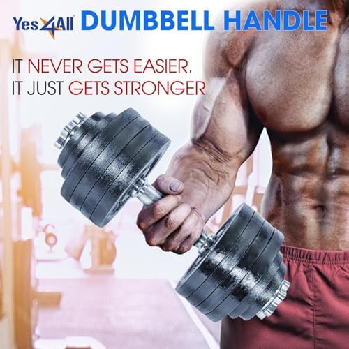 Yes4All Chrome/Rubber Grip Threaded Dumbbell Handles 14/16/18/24 inches, Fit 1"/1.15" Plates | Yes4All Threaded Dumbbel