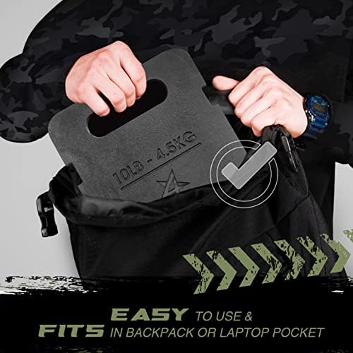 Yes4All Rucking Weight Backpack, Cast Iron Training Weight Plate, Quick-Attach Strap Slots, Ergonomic Rounded Handle for