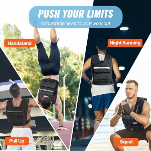 VEVOR Adjustable Weighted Vest for Strength Training and Running | Reflective Stripe Weight Vest by VEVOR for Nighttime