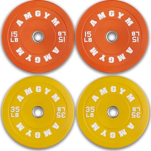 2 Inch Bumper Plates, 10-500lbs, Barbell Rubber Olympic Weight Plates Set for Home Gym, Strength Training & Weight Lifti