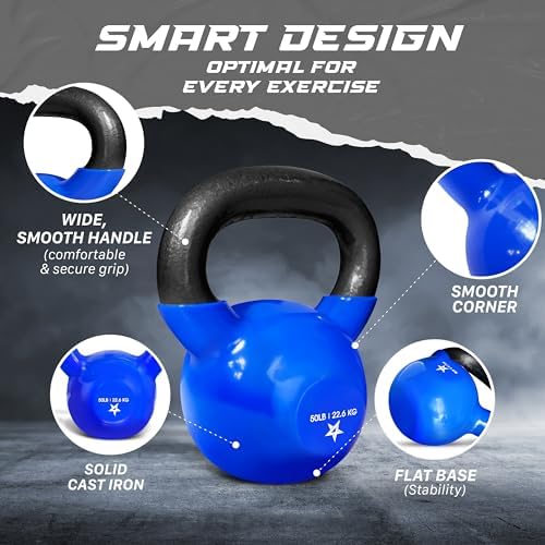 Yes4All 5-100 LB Kettlebells for Home Gym Exercises Fitness Full Body Workout Equipment