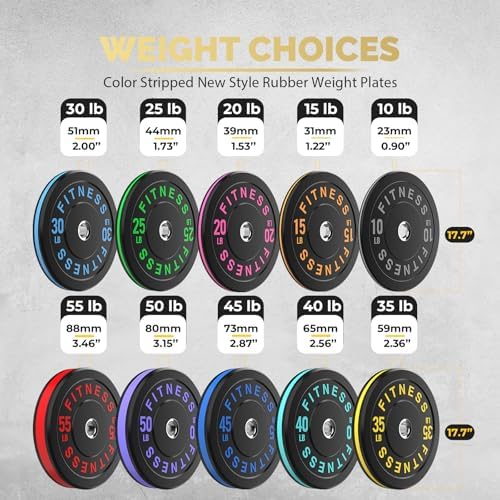 2 Inch Bumper Plates, 10-500lbs, Barbell Rubber Olympic Weight Plates Set for Home Gym, Strength Training & Weight Lifti