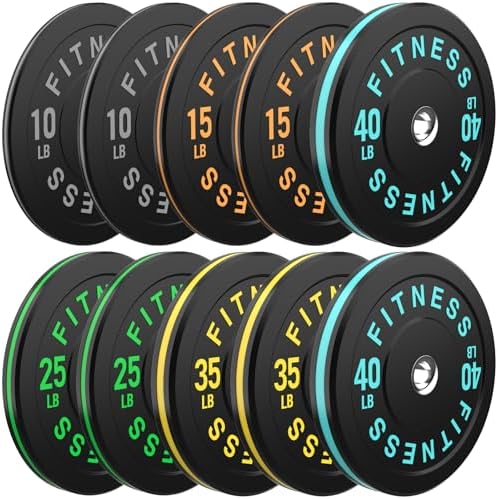 2 Inch Bumper Plates, 10-500lbs, Barbell Rubber Olympic Weight Plates Set for Home Gym, Strength Training & Weight Lifti