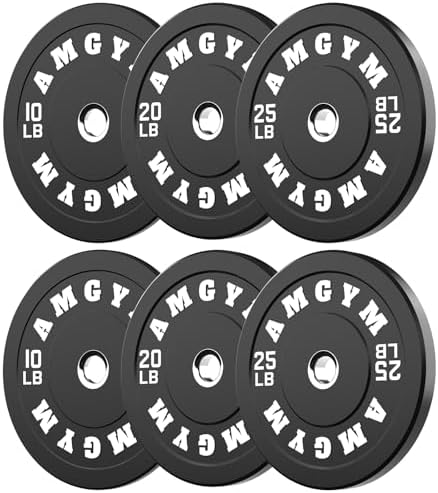 2 Inch Bumper Plates, 10-500lbs, Barbell Rubber Olympic Weight Plates Set for Home Gym, Strength Training & Weight Lifti
