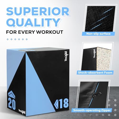 Yes4All 3 in 1 Foam Plyometric Jump Box - Fitness Workout for Training & Conditioning