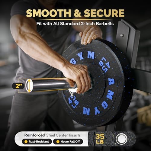 2 Inch Bumper Plates, 10-500lbs, Barbell Rubber Olympic Weight Plates Set for Home Gym, Strength Training & Weight Lifti