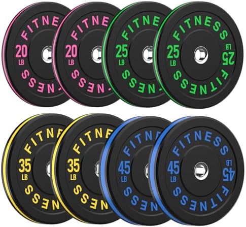 2 Inch Bumper Plates, 10-500lbs, Barbell Rubber Olympic Weight Plates Set for Home Gym, Strength Training & Weight Lifti