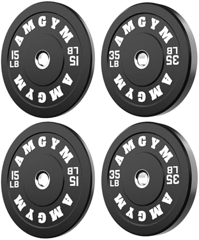 2 Inch Bumper Plates, 10-500lbs, Barbell Rubber Olympic Weight Plates Set for Home Gym, Strength Training & Weight Lifti