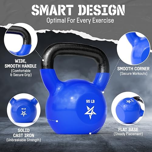 Yes4All 5-100 LB Kettlebells for Home Gym Exercises Fitness Full Body Workout Equipment