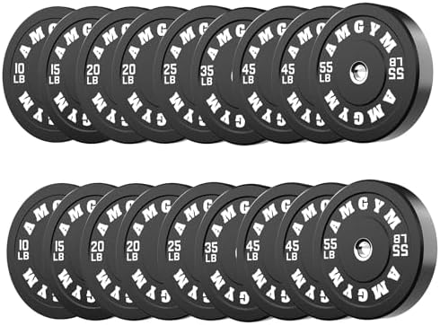 2 Inch Bumper Plates, 10-500lbs, Barbell Rubber Olympic Weight Plates Set for Home Gym, Strength Training & Weight Lifti
