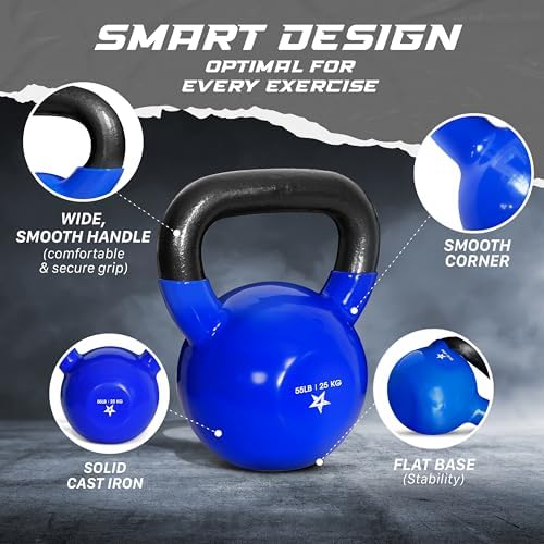 Yes4All 5-100 LB Kettlebells for Home Gym Exercises Fitness Full Body Workout Equipment