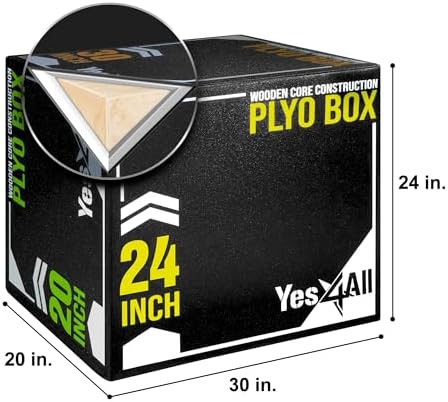 Yes4All 3-in-1 Soft-Padded Plyo Box With Wooden Core for Jumping, Conditioning, and Strength Training
| Non-Slip Multi- - Image 15