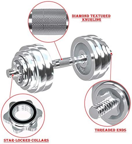 VIVITORY Adjustable Dumbbells Home Gym Workout Fitness Equipment, Chromed Weights, Metal Connecting Rod, 11/22/44/66/110