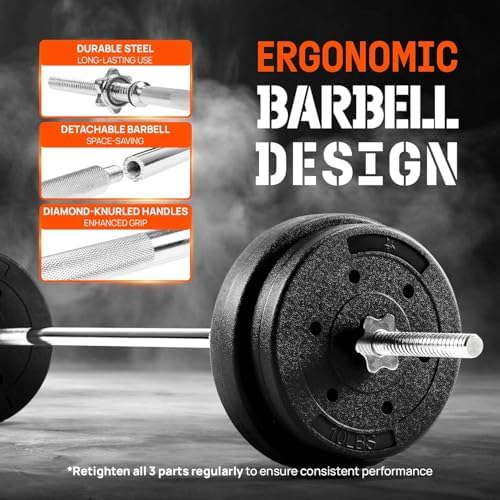 Yes4All 60 Inch Standard Straight Barbell & EZ Curl Bar - Fitness Equipment for Home Gyms & Commercial Use - Heavy Duty