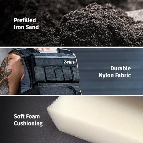 ZELUS Weighted Vest, 20lb/30lb/60lb Vest for Men, Home Workouts/Cardio, Strength Training/Weight Loss