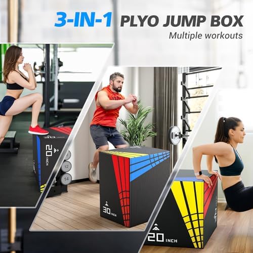High-Density Non-Slip 3-in-1 Foam Plyometric Jump Box for Home Gym, HIIT, Crossfit | Easy-to-Clean 440lb Weight Capacit