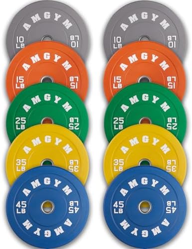 2 Inch Bumper Plates, 10-500lbs, Barbell Rubber Olympic Weight Plates Set for Home Gym, Strength Training & Weight Lifti