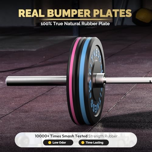 2 Inch Bumper Plates, 10-500lbs, Barbell Rubber Olympic Weight Plates Set for Home Gym, Strength Training & Weight Lifti