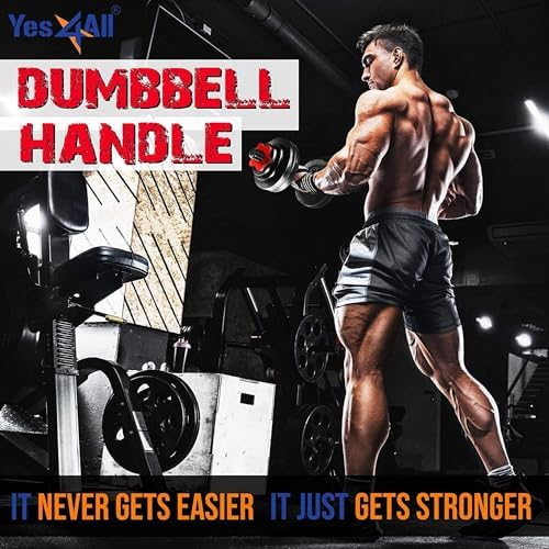 Yes4All Chrome/Rubber Grip Threaded Dumbbell Handles 14/16/18/24 inches, Fit 1"/1.15" Plates | Yes4All Threaded Dumbbel