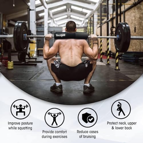 Yes4All Ergonomic Foam Bar Pad - Olympic Barbell Squat Pad - Athletes for Gym Workouts - Moisture-Wicking Padding - 6" x