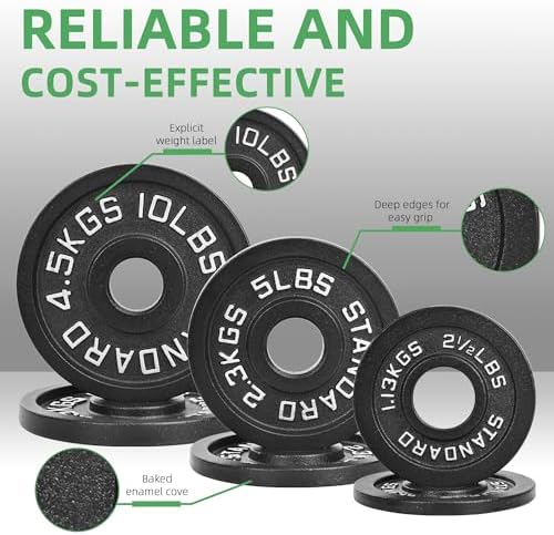 Fitvids 2-Inch Olympic Cast Iron Weight Plate for Strength Training & Weightlifting: Multiple Sizes, Strong & Durable Fi - Image 3