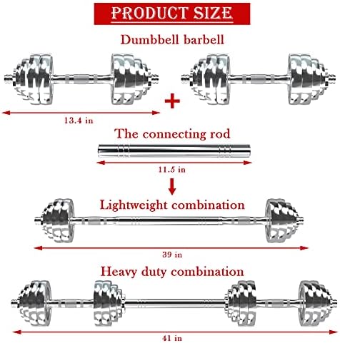 VIVITORY Adjustable Dumbbells Home Gym Workout Fitness Equipment, Chromed Weights, Metal Connecting Rod, 11/22/44/66/110