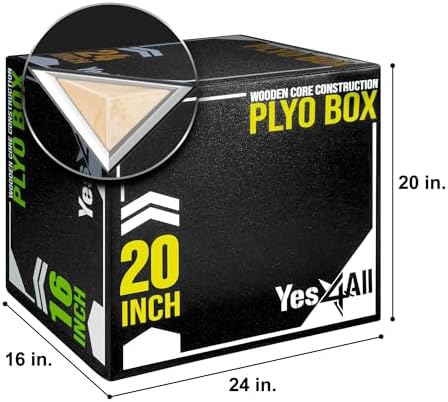Yes4All 3-in-1 Soft-Padded Plyo Box With Wooden Core for Jumping, Conditioning, and Strength Training
| Non-Slip Multi- - Image 22