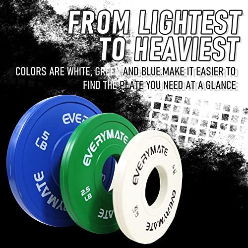 EVERYMATE Change Plates - Fractional Olympic Bumper Plates for Cross Training - Steel Insert Strength Training Weight Pl