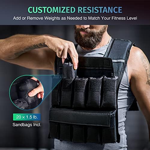 ZELUS Weighted Vest, 20lb/30lb/60lb Vest for Men, Home Workouts/Cardio, Strength Training/Weight Loss