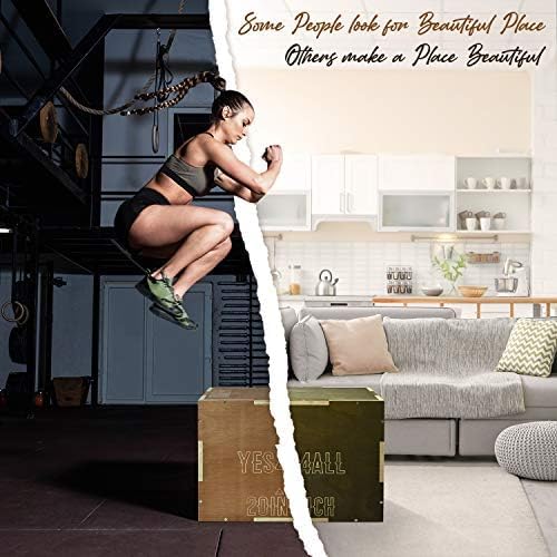 Yes4All 3-in-1 Wooden Plyo Box for Home Gym, 450 lbs Boxes with Smooth Edges and Wide Handles | Yes4All Plyo Box 3-in-1