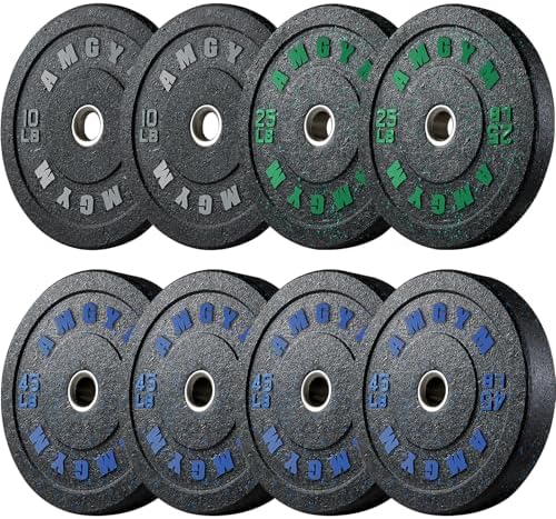 2 Inch Bumper Plates, 10-500lbs, Barbell Rubber Olympic Weight Plates Set for Home Gym, Strength Training & Weight Lifti