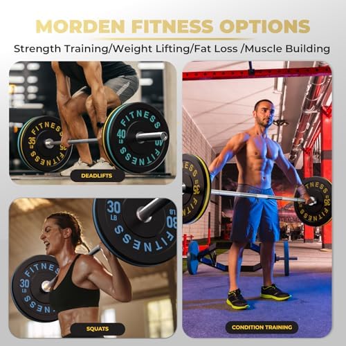 2 Inch Bumper Plates, 10-500lbs, Barbell Rubber Olympic Weight Plates Set for Home Gym, Strength Training & Weight Lifti