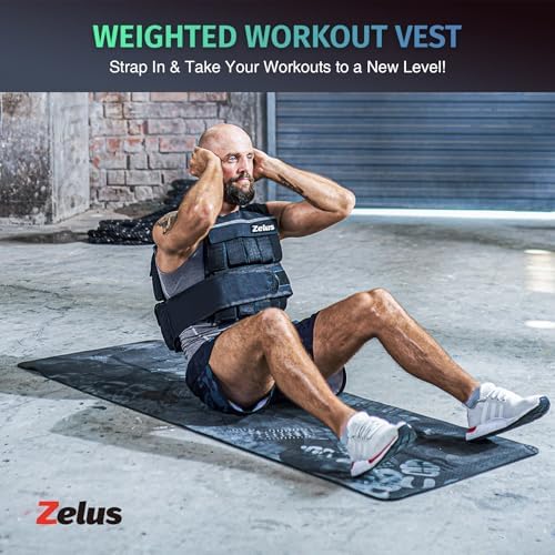 ZELUS Weighted Vest, 20lb/30lb/60lb Vest for Men, Home Workouts/Cardio, Strength Training/Weight Loss