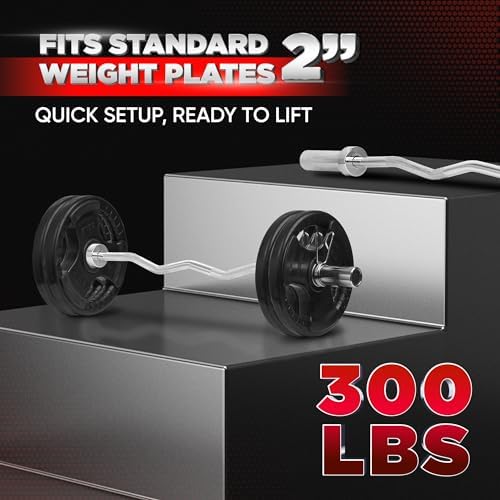 Yes4All 60 Inch Standard Straight Barbell & EZ Curl Bar - Fitness Equipment for Home Gyms & Commercial Use - Heavy Duty
