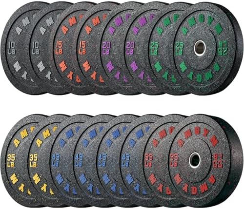 2 Inch Bumper Plates, 10-500lbs, Barbell Rubber Olympic Weight Plates Set for Home Gym, Strength Training & Weight Lifti