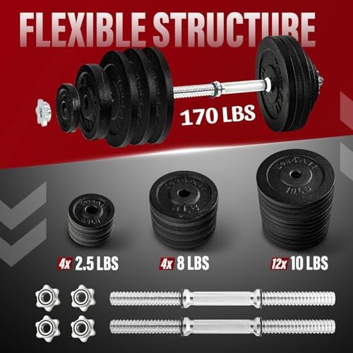 Yes4All Adjustable Dumbbell Set for Home Gym Workout Routines | Yes4All Star Lock Collar Adjustable Dumbbells Ideal for