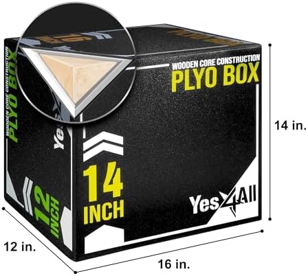 Yes4All 3-in-1 Soft-Padded Plyo Box With Wooden Core for Jumping, Conditioning, and Strength Training
| Non-Slip Multi- - Image 3