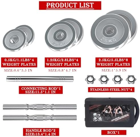 VIVITORY Adjustable Dumbbells Home Gym Workout Fitness Equipment, Chromed Weights, Metal Connecting Rod, 11/22/44/66/110