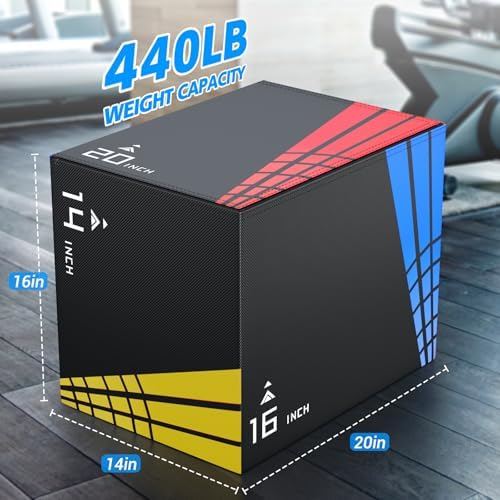 High-Density Non-Slip 3-in-1 Foam Plyometric Jump Box for Home Gym, HIIT, Crossfit | Easy-to-Clean 440lb Weight Capacit