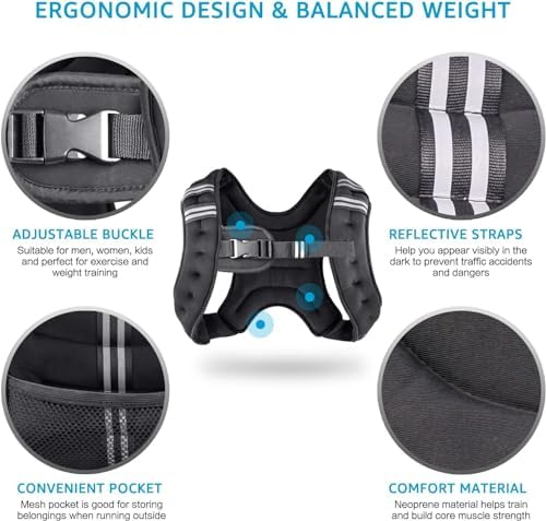 Henkelion Weighted Vest for Men Women Kids Weights Included