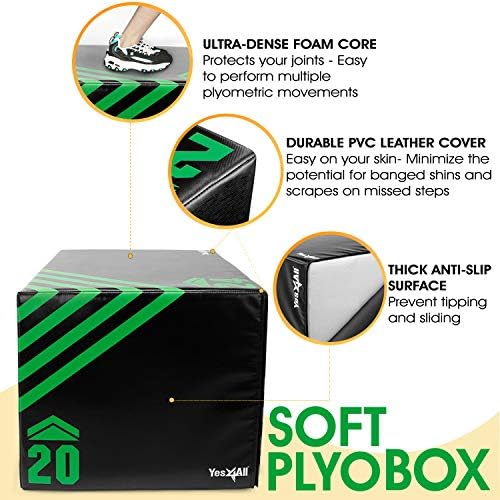 Yes4All 3 in 1 Foam Plyometric Jump Box - Fitness Workout for Training & Conditioning