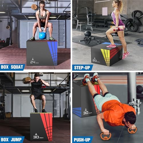 High-Density Non-Slip 3-in-1 Foam Plyometric Jump Box for Home Gym, HIIT, Crossfit | Easy-to-Clean 440lb Weight Capacit