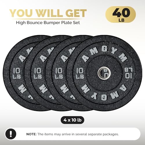 2 Inch Bumper Plates, 10-500lbs, Barbell Rubber Olympic Weight Plates Set for Home Gym, Strength Training & Weight Lifti