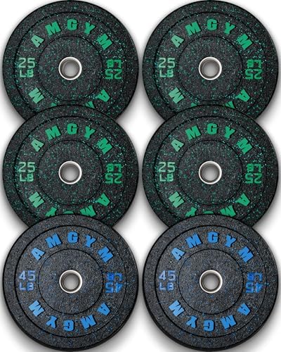 2 Inch Bumper Plates, 10-500lbs, Barbell Rubber Olympic Weight Plates Set for Home Gym, Strength Training & Weight Lifti
