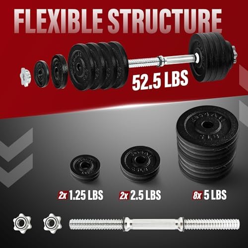 Yes4All Adjustable Dumbbell Set for Home Gym Workout Routines | Yes4All Star Lock Collar Adjustable Dumbbells Ideal for