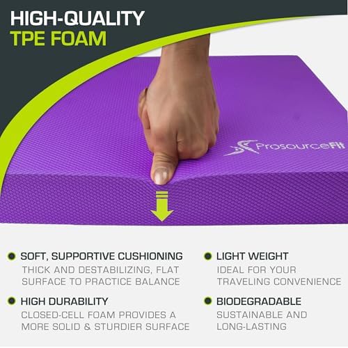 ProsourceFit Exercise Balance Pad - Large Cushioned Non-Slip Foam Mat & Knee Pad for Fitness Yoga Stability Training Phy - Image 49