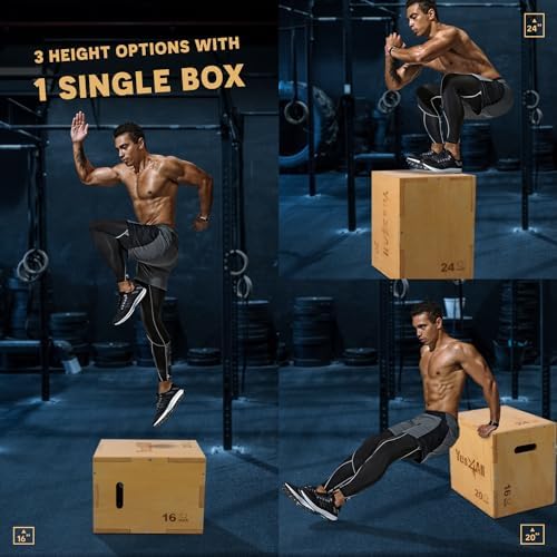 Yes4All 3-in-1 Wooden Plyo Box for Home Gym, 450 lbs Boxes with Smooth Edges and Wide Handles | Yes4All Plyo Box 3-in-1
